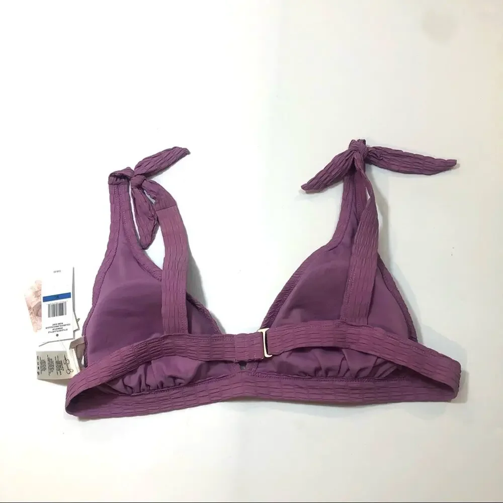 Jessica Simpson Smocked Bow-Tie Bikini Swim Top